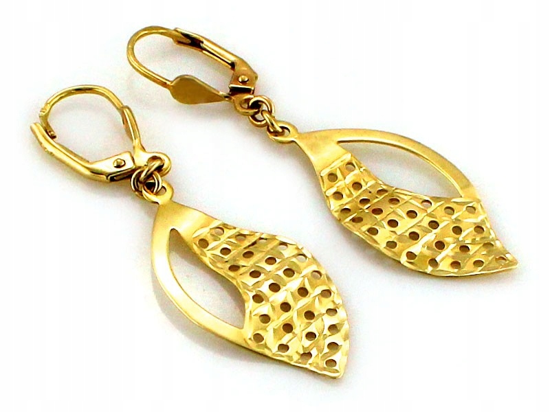 Náušnice Závěsné 585 14k Žluté Zlato 2.53g Ažurové Klasické jako Dárek