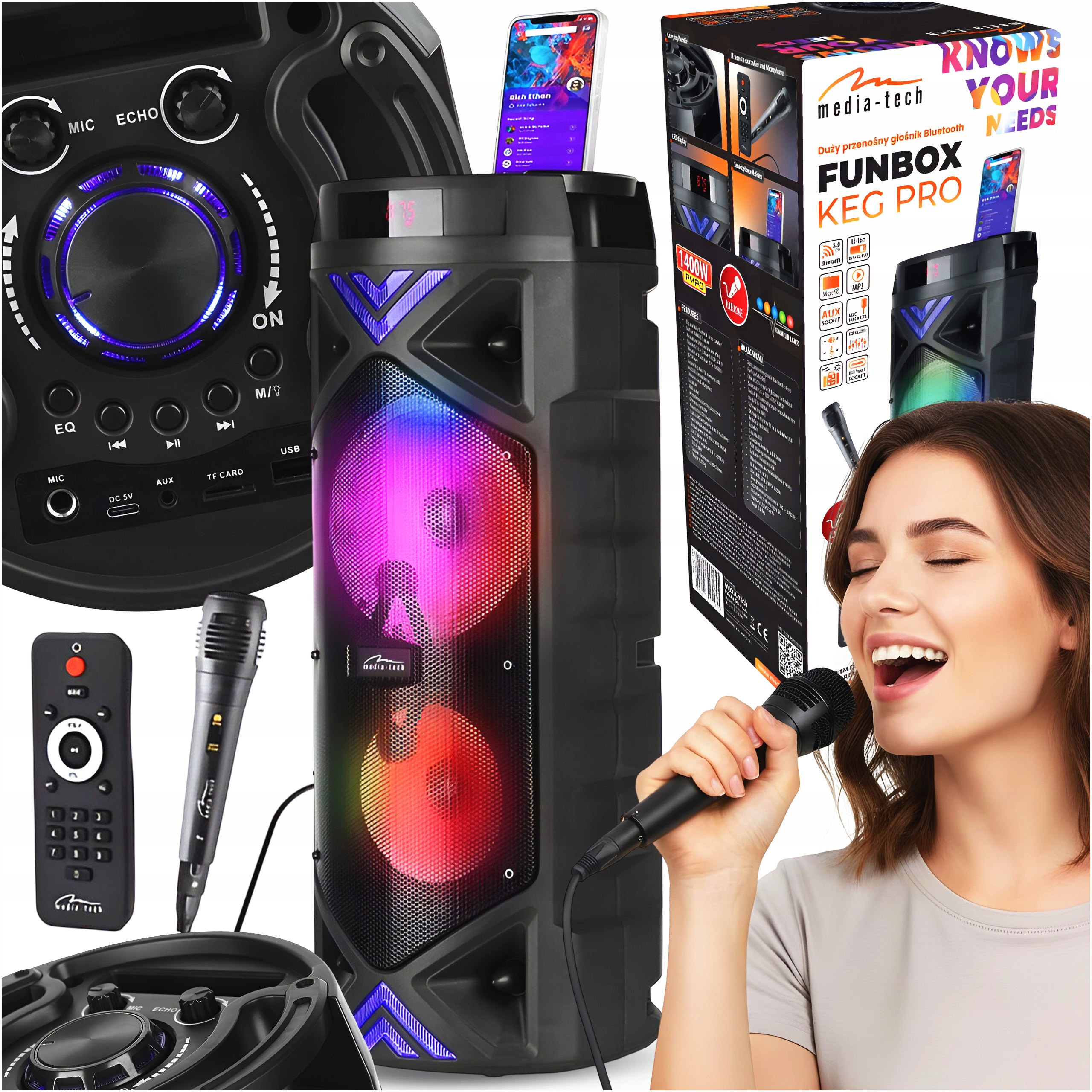 Портативный динамик Media-tech Partybox UNI BT черный 1000 Вт