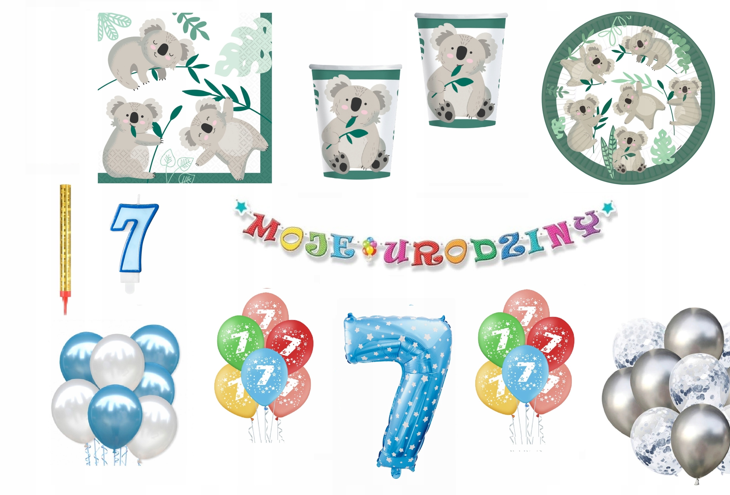

Zestaw Urodzinowy Miś Koala 7 Urodziny Balony