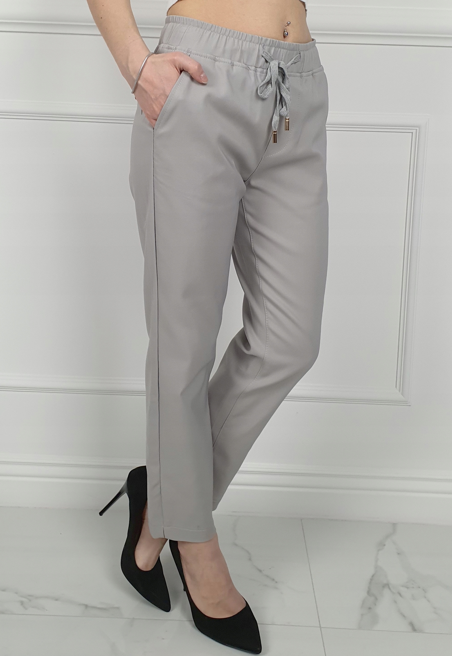 ELEGANCKIE DAMSKIE SPODNIE GUMKA 7/8 Plus-Size Fason rurki