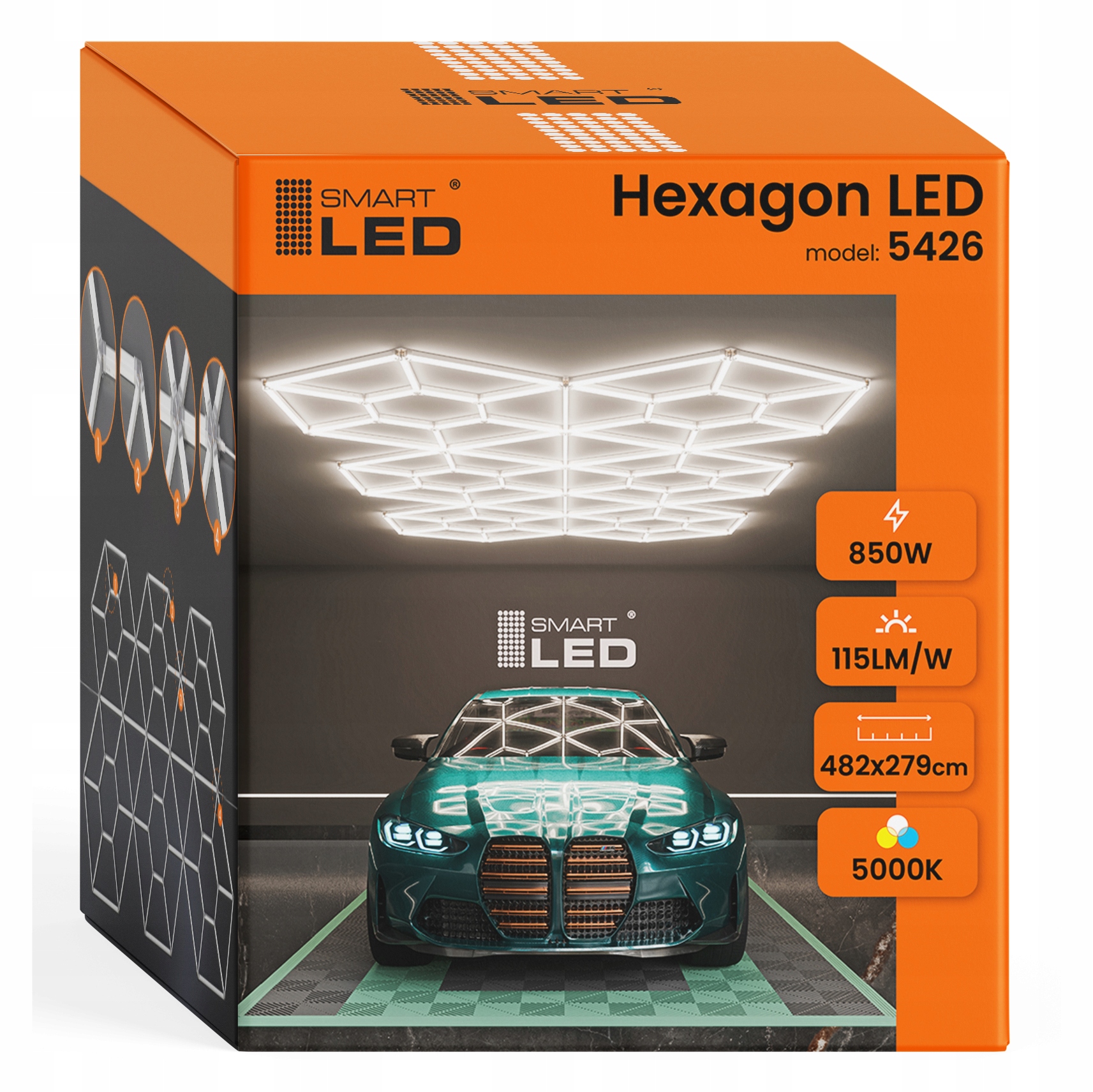 Led lampa Hexagon stropní 850 W Osvětlení do garáže Dílna 484 x 279 cm