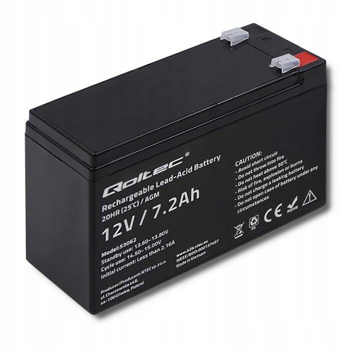 Akumulator Agm Qoltec 12V 7.2Ah