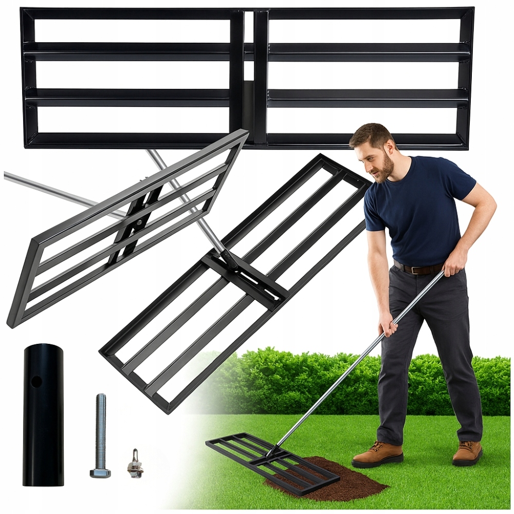 Niwelator do trawnika 30x120 cm kretowisk stalowy ręczny równiarka terenu
