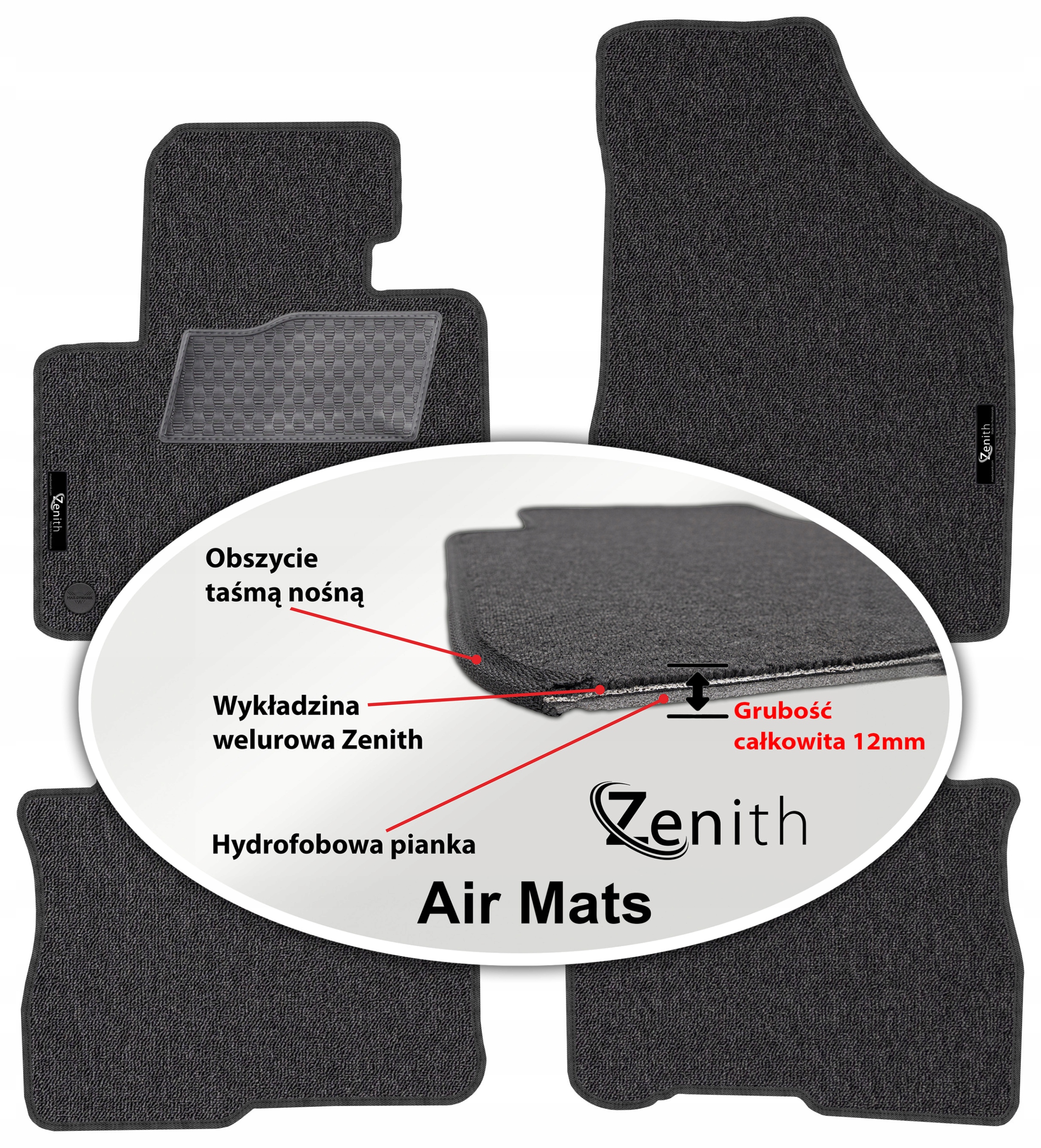 Santa Fe II Fl 5os 2009-2012 Velúrové koberčeky do auta Zenith Air Mats