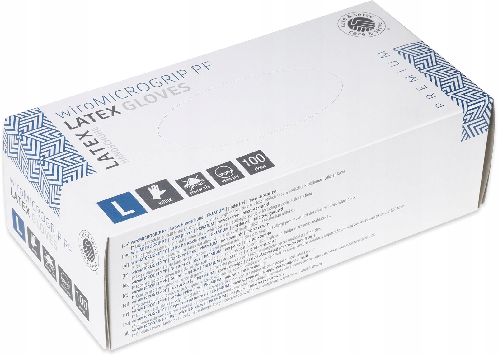 

Rękawice lateksowe wiroMICROGRIP Pf r. L, 100 szt.