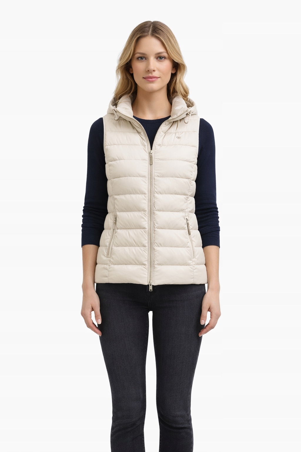 Tommy Hilfiger Béžová Prošívaná Vesta S Kapucí L I1C