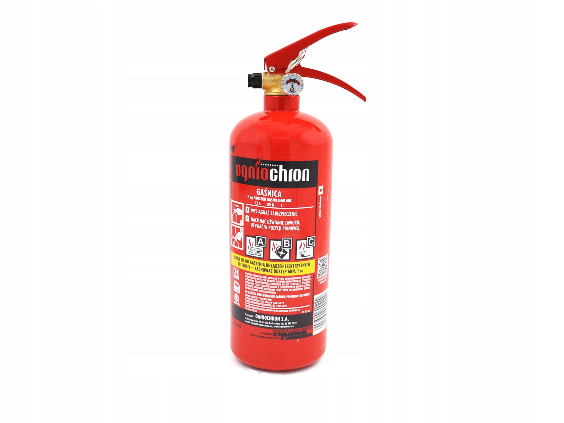 Gaśnica proszkowa GP-2xABC/M 2kg Do urządzeń elektrycznych do 1000V