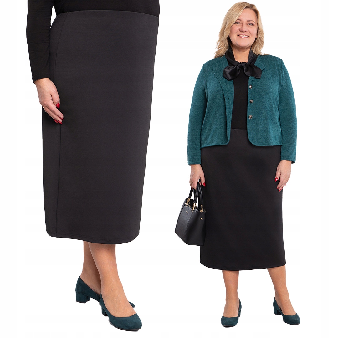 Elegantní černá sukně plus velikost velikost 48