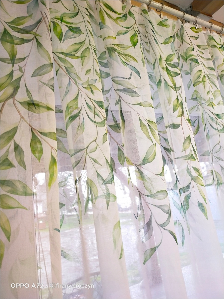 Firana na metry Etamina LIŚCIE 295 Materiał poliester