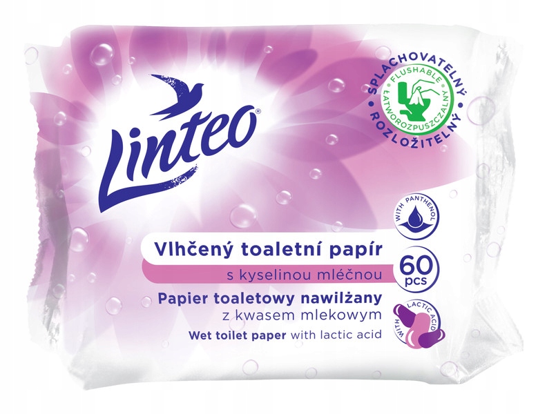 Linteo vlhčený toaletní papír s kyselinou mléčnou 60 ks