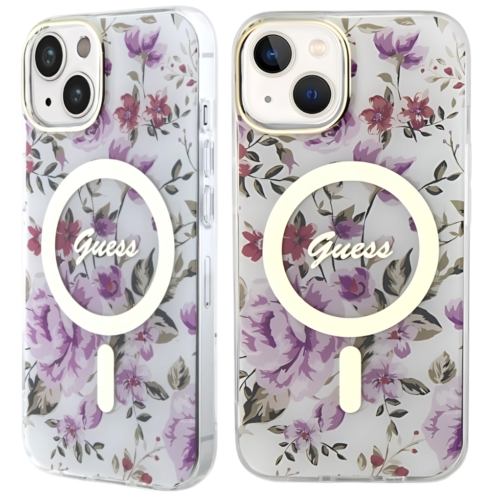 Etui do iPhone 14 Plus, Guess Flower do MagSafe, motyw kwiatowy, case cover