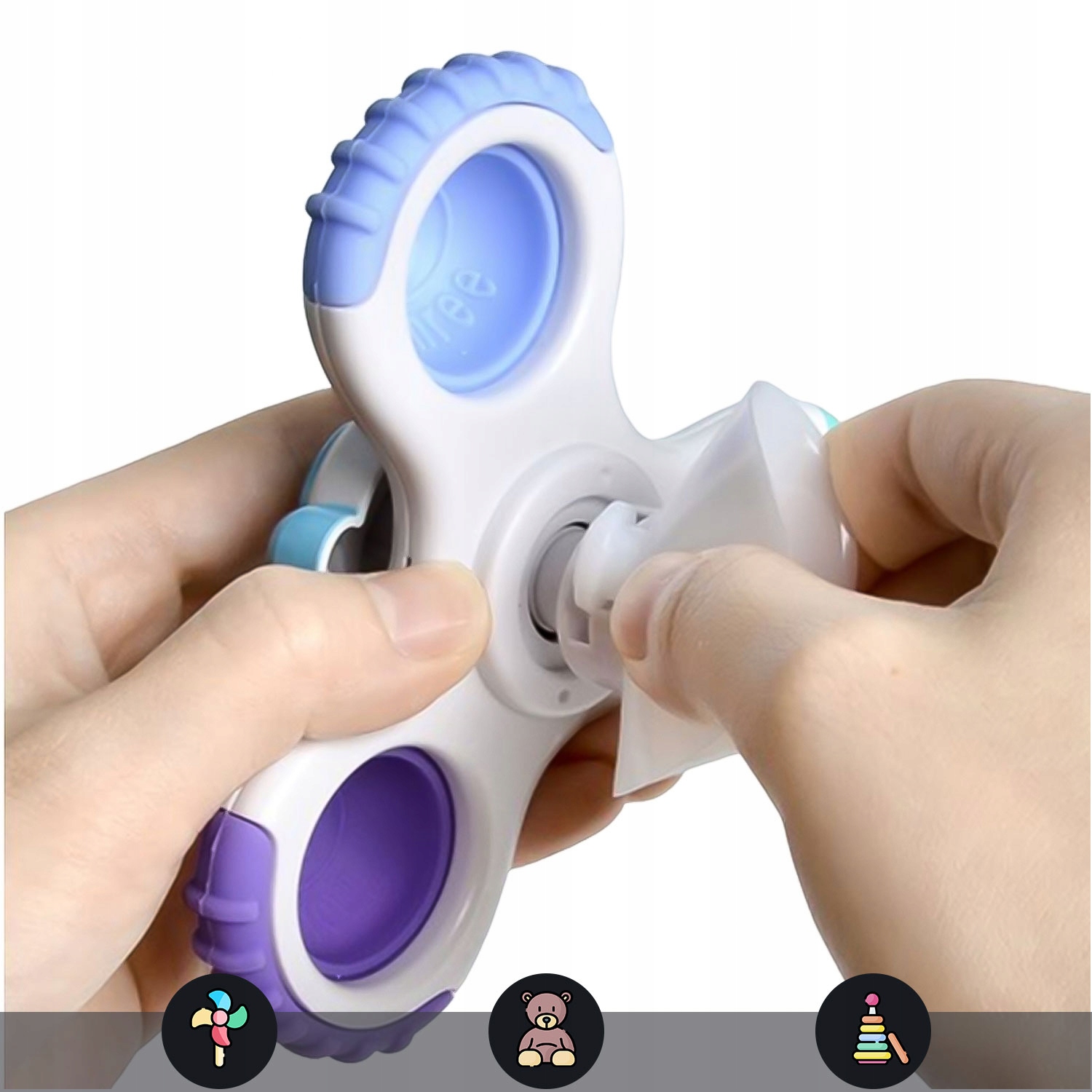 FIDGET SPINNER Z PRZYSSAWKĄ SENSORYCZNA KĄPIEL PREZENT GRZECHOTKA 3 SZTUKI Marka inna