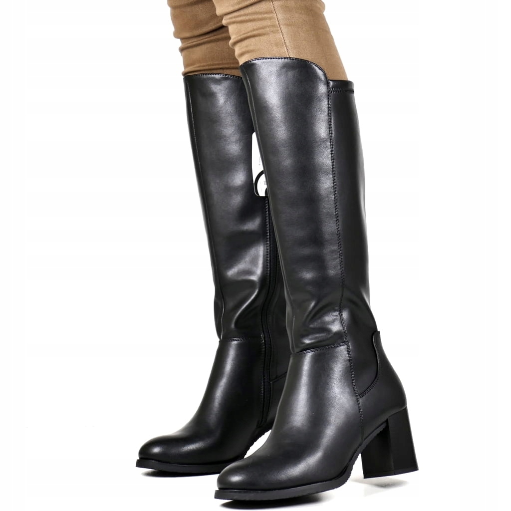 Černé Kozačky Z Kůže Na Podpatku Sergio Leone, Elegantní A Přiléhavé
