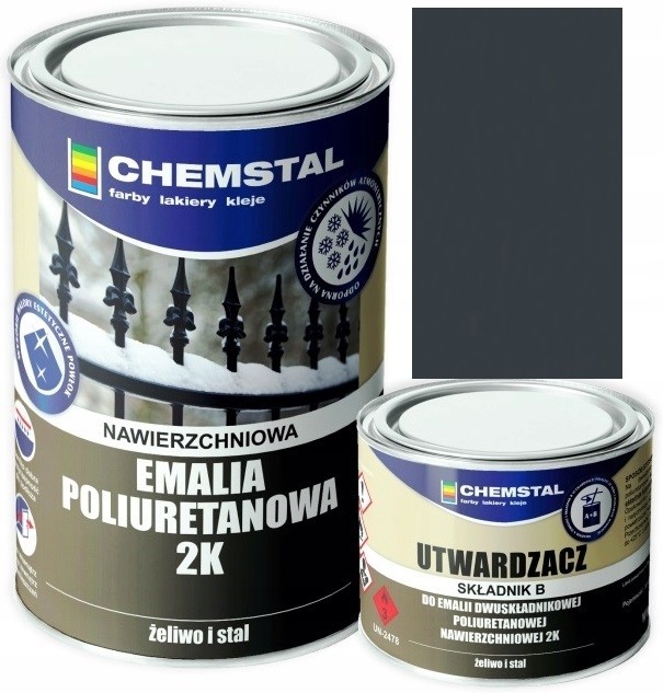 Chemstal Emalia Poliuretanowa Do Metalu Antracyt Ciemny 7021 6L Półpołysk