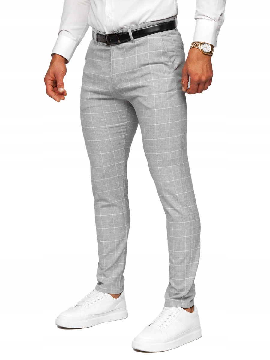 

Spodnie Chinosy W Kratę Szare 0033 DENLEY_33/L