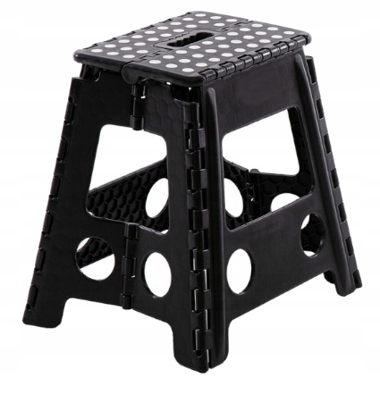 TABORET SKŁADANY KRZESŁO STOPIEŃ ANTYPOŚLIZGOWY CZARNY DRABINKA 40CM STOŁEK