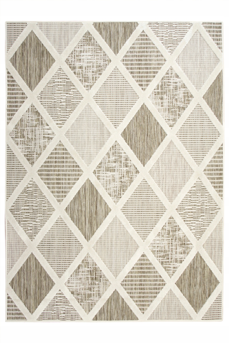 

60x100 cm Sznurkowy Dywan W Romby Beżowy Kremowy