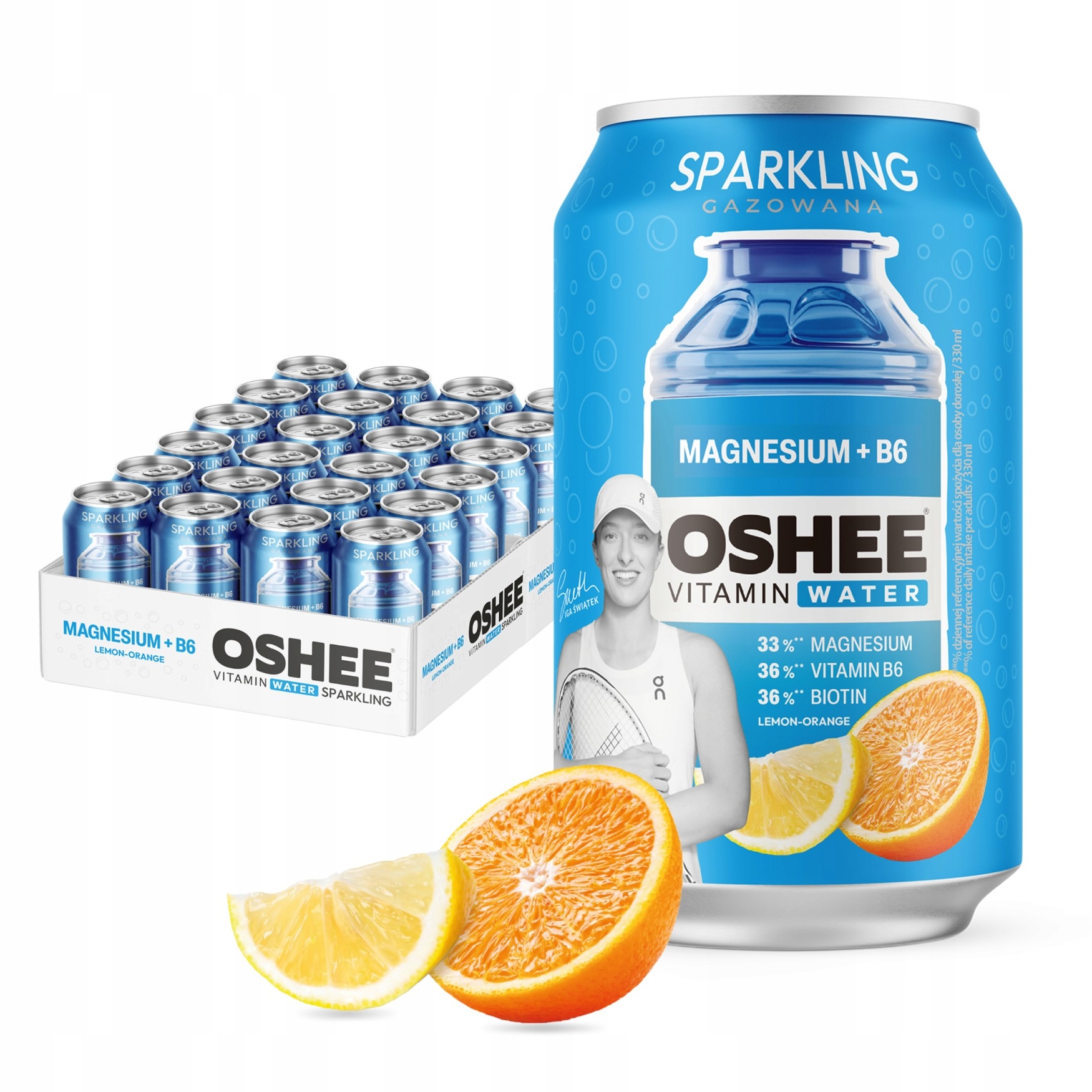 24x Oshee Vitamin Water Sparkling magnez B6 330 ml