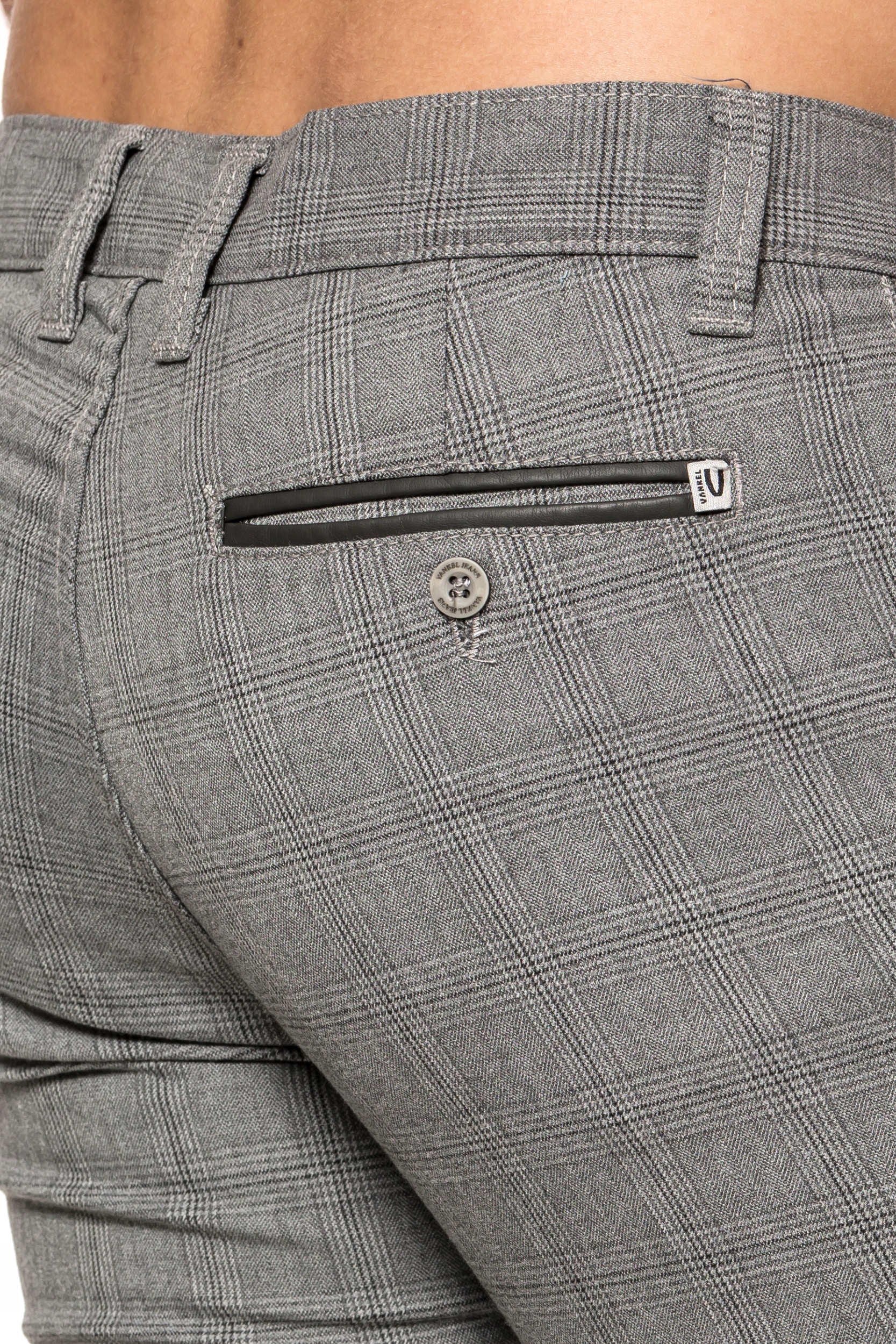 SPODNIE MĘSKIE W KRATĘ VANKEL JEANS 090 -116cm/L32 Fason chinos