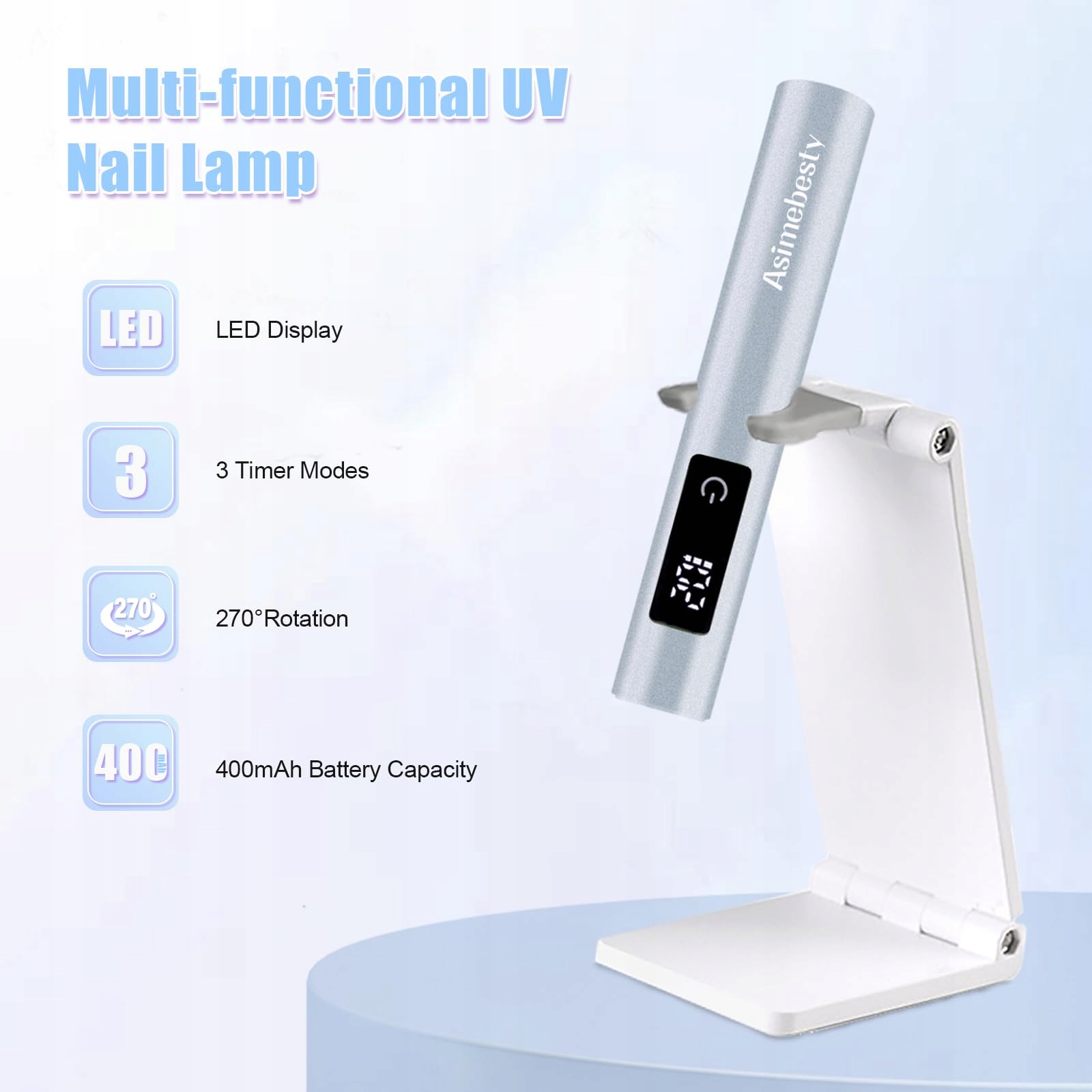 ASIMEBESTY Lampa UV LED Do Paznokci Żelowych Przenośna Niebieska — miniatura 2