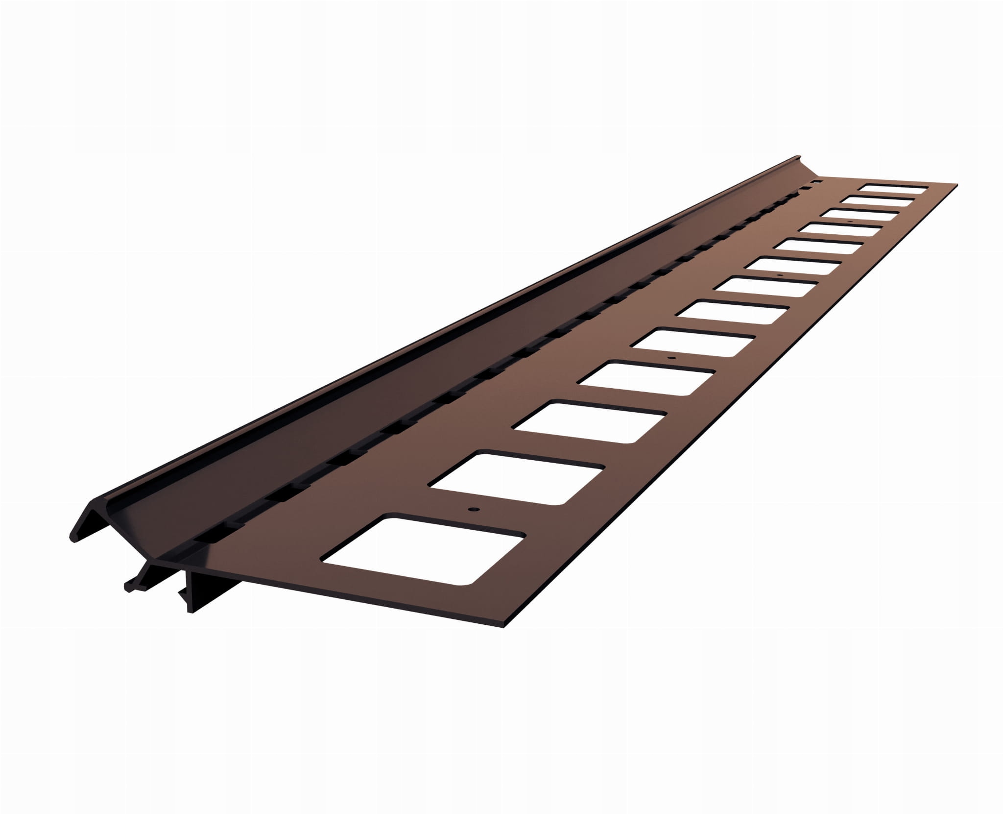 Schodišťový profil V Led Bronz Ral 8019 Renoplast pod kamenný koberec