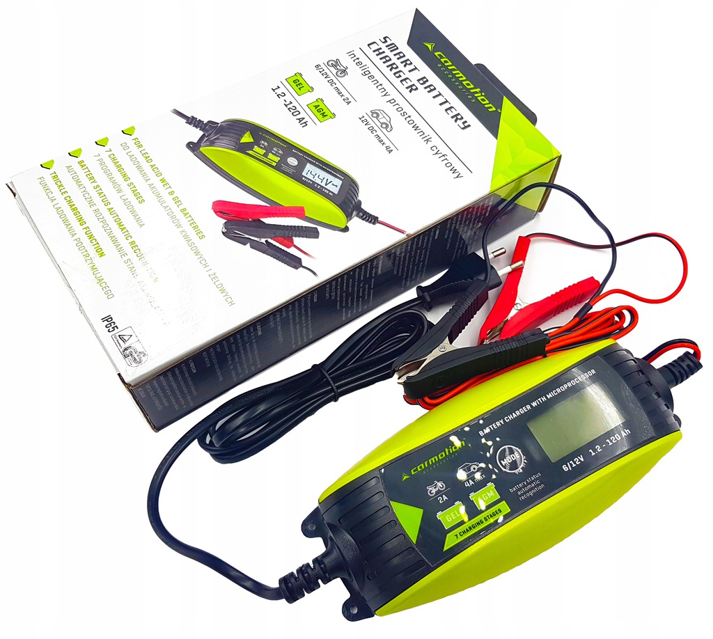 

Ładowarka Prostownik 12V 6V 1,2-120 Ah LCD IP65