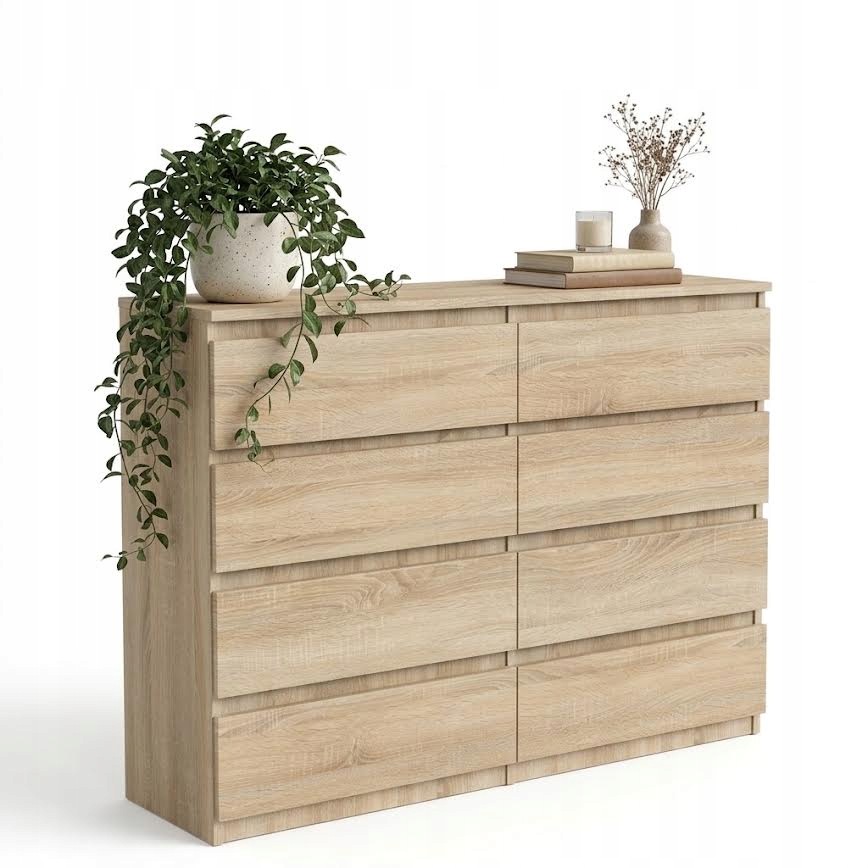 Komoda dub Sonoma se zásuvkami 120 cm 8 zásuvek do ložnice obývacího pokoje Výrobce