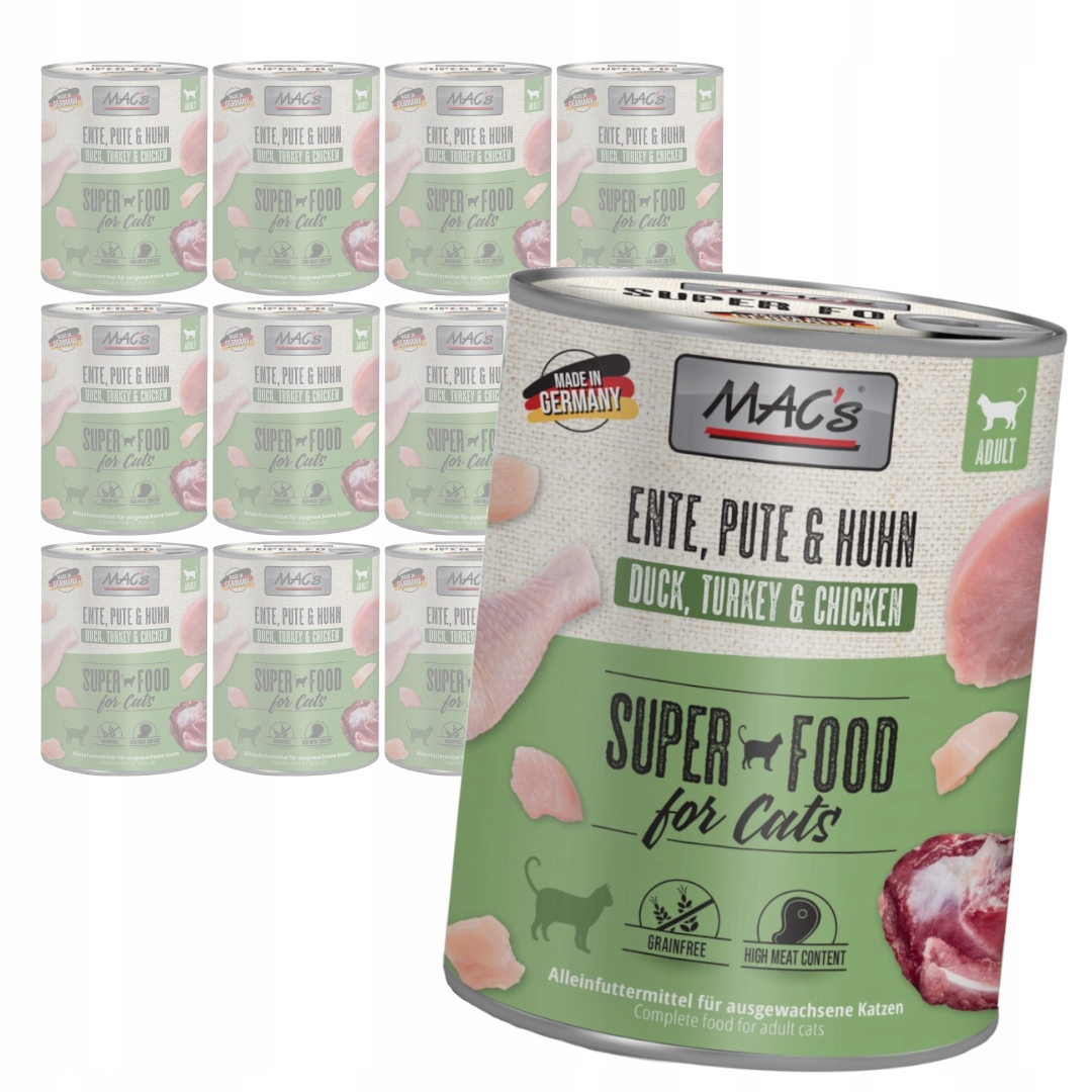 Levně MAC's 12x800g bezobilné Mokré Krmivo Pro Kočky Krůta kuře