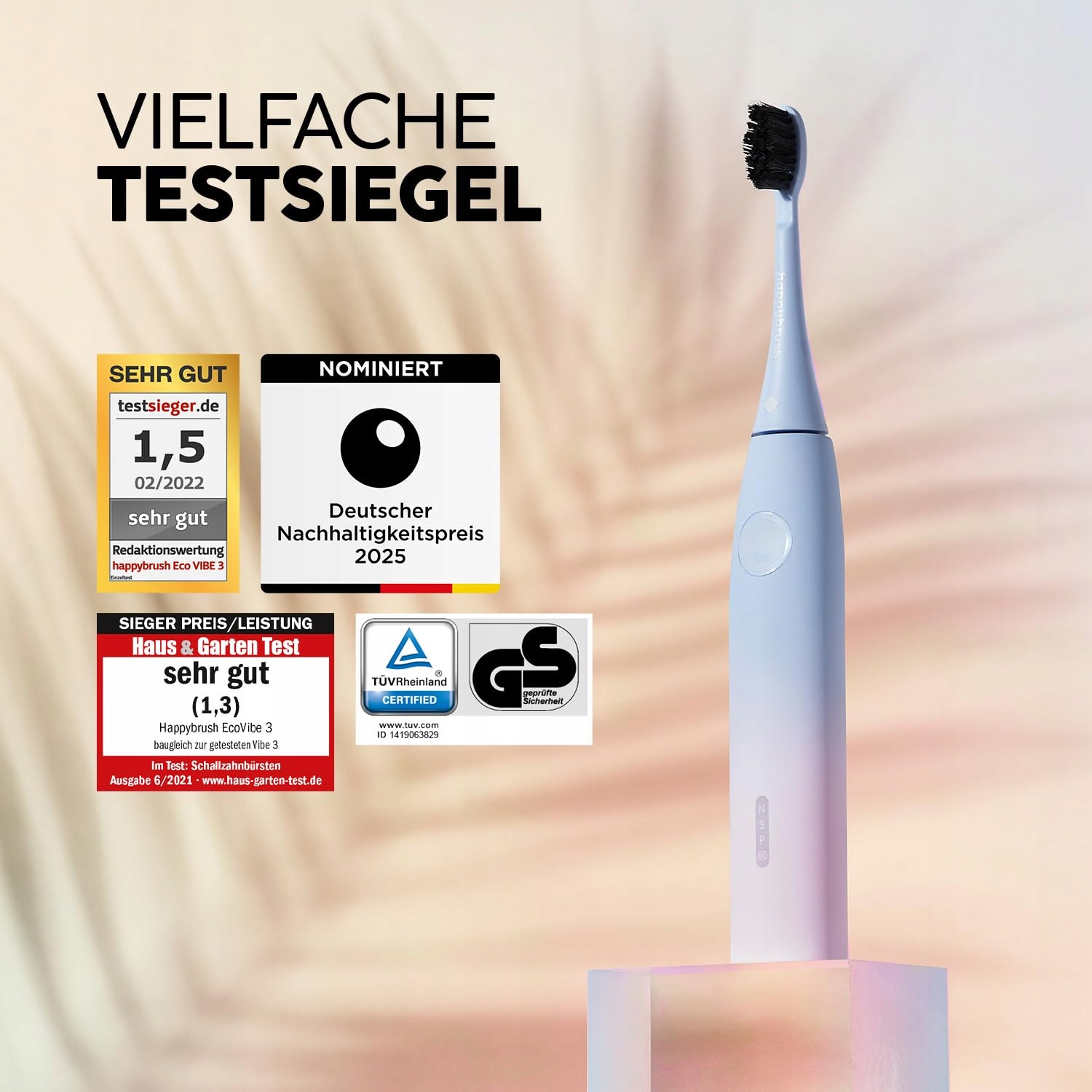 HAPPYBRUSH Szczoteczka Soniczna ECO VIBE Sunrise Zestaw Startowy 3 Końcówki — miniatura 2