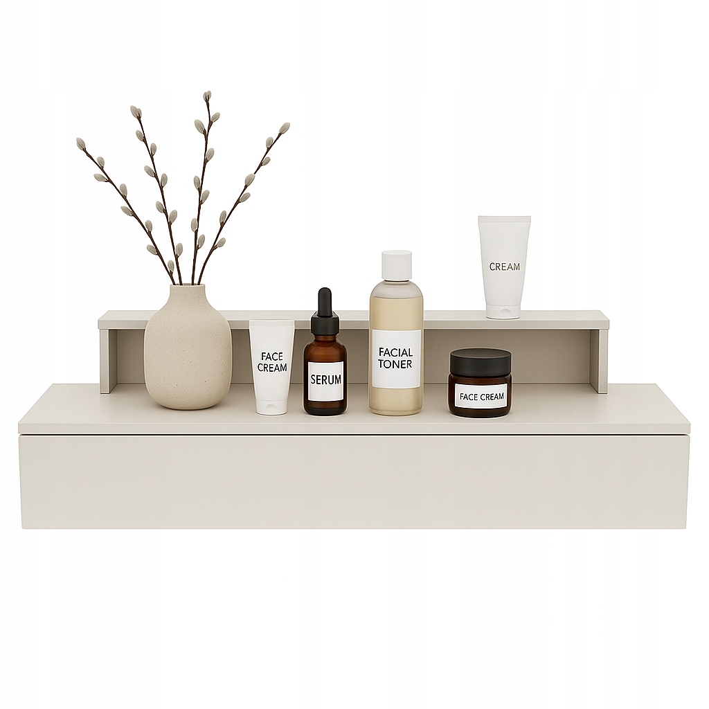 Toaletka závesná konzola Voga Plus 90 cm kašmír matná zásuvka polička