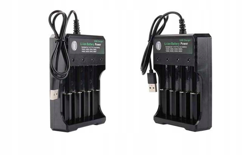 Ładowarka USB 18650 czarna 4 gniazda AC 110 V 220V Model VC4S