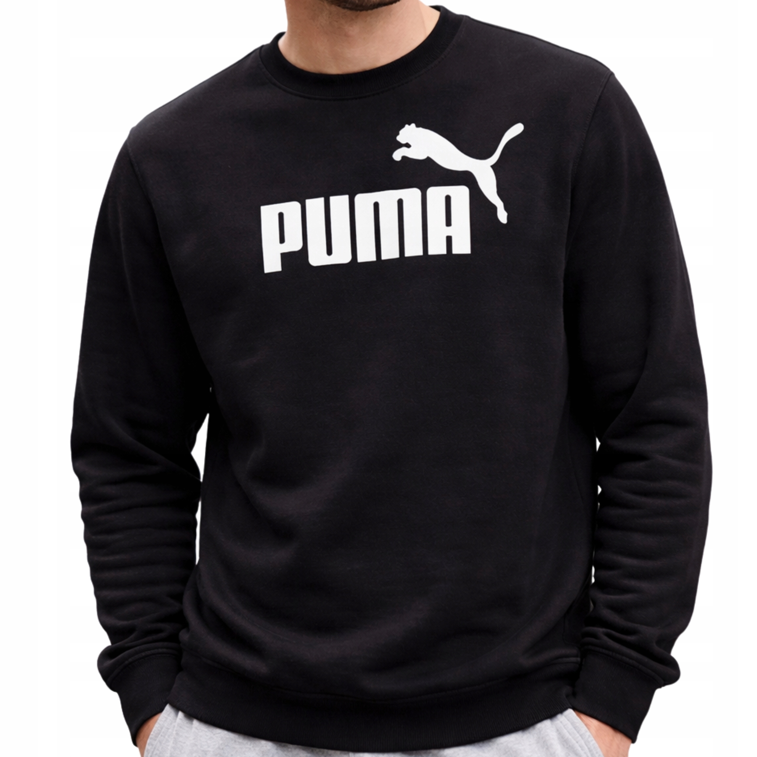 Puma Męska Bluza Bawełniana Bez Kaptura Przez Głowę Wysokiej Jakości Czarna