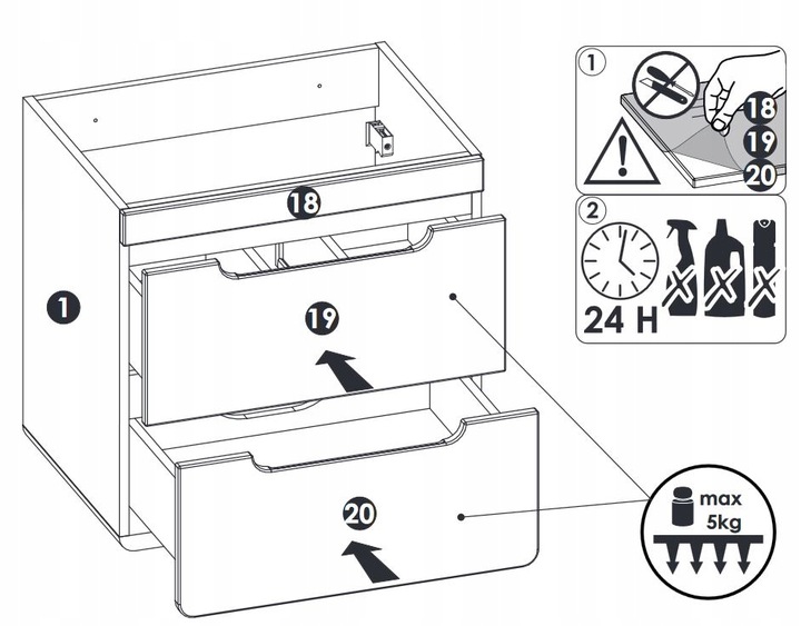 Szafka Łazienkowa Pod Umywalkę 60 cm Szuflady DĄB Kod producenta ARUBA CRAFT 820