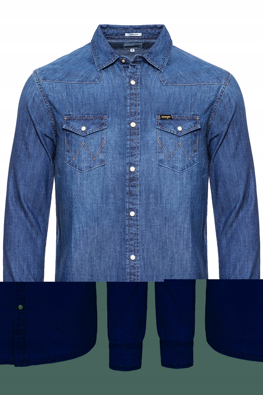 

Wrangler Western Meska Koszula Jeansowa Napy S