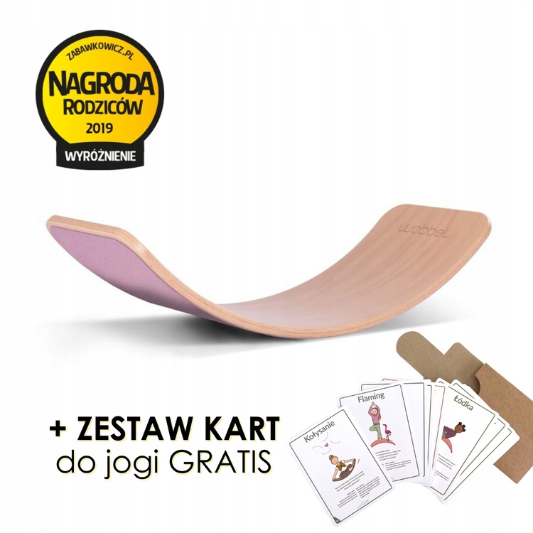 Deska do balansowania dla dzieci z filcem Róż + KARTY DO JOGI Gratis Wobbel