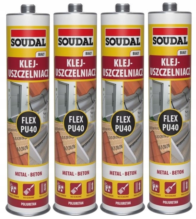 4x Soudal Soudaflex 40FC Klej Uszczelniacz Biały