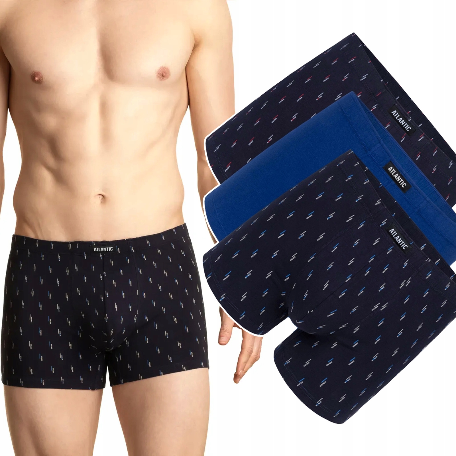 x3 Pánské boxerky Sport Atlantic 3MH-025 Bavlněné šortky Set 3XL