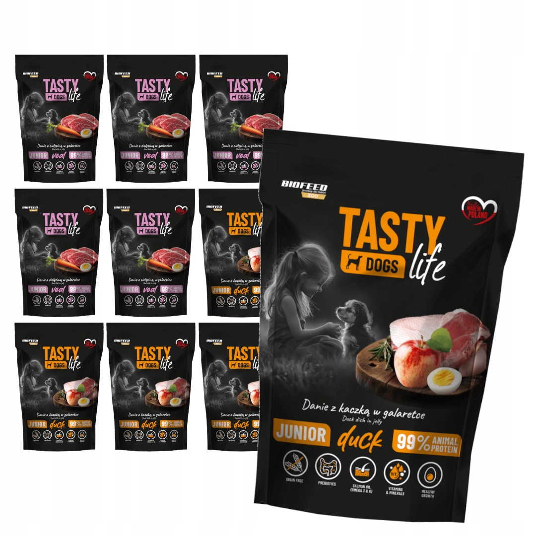 Biofeed Tasty Dogs Life Junior Telecí Kachna 10x500g Krmivo pro štěňata