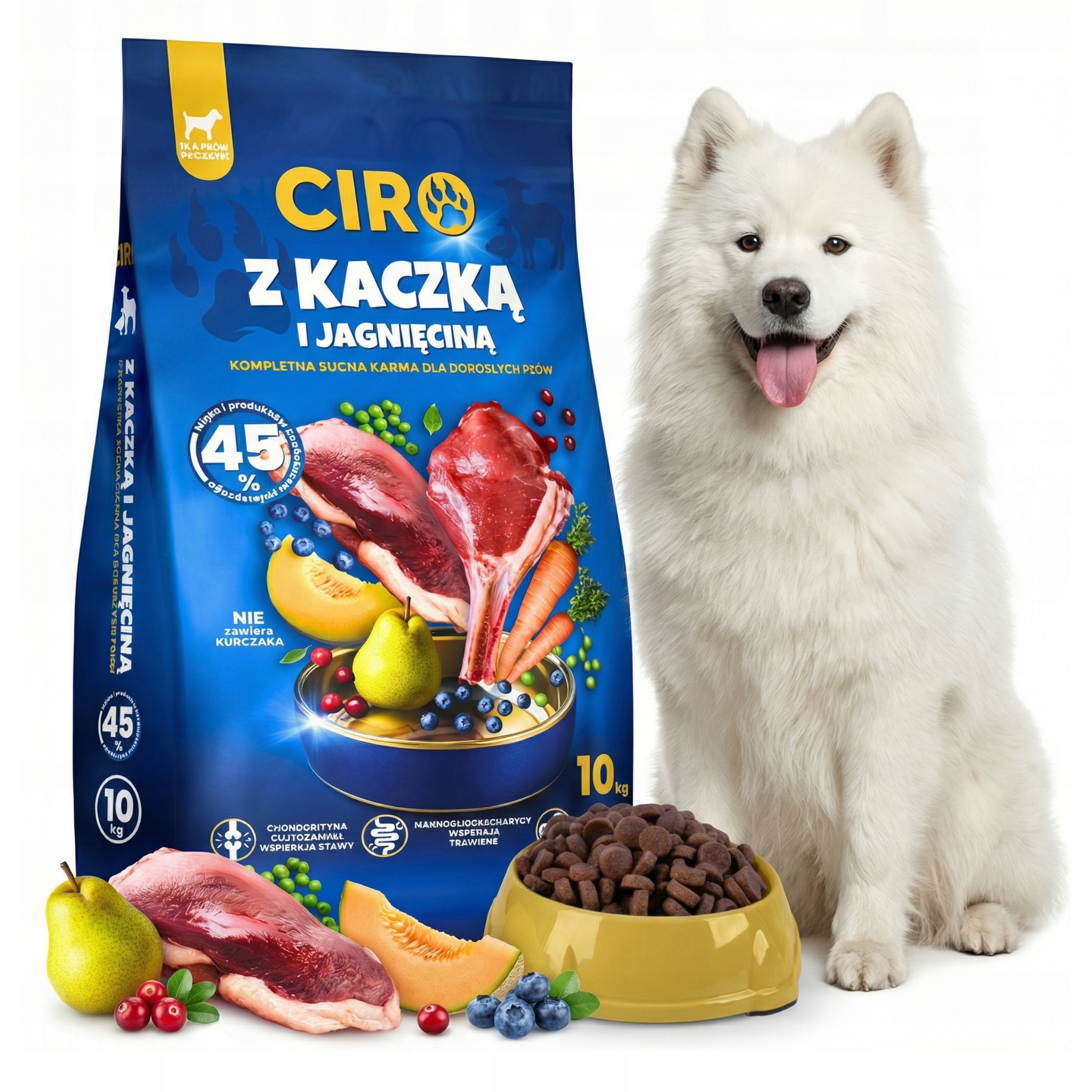 Levně Krmivo Suché Pro Psa Kachna Jehněčí Maso Velké Aktivní Plemena Psi Adult Ciro 10 Kg