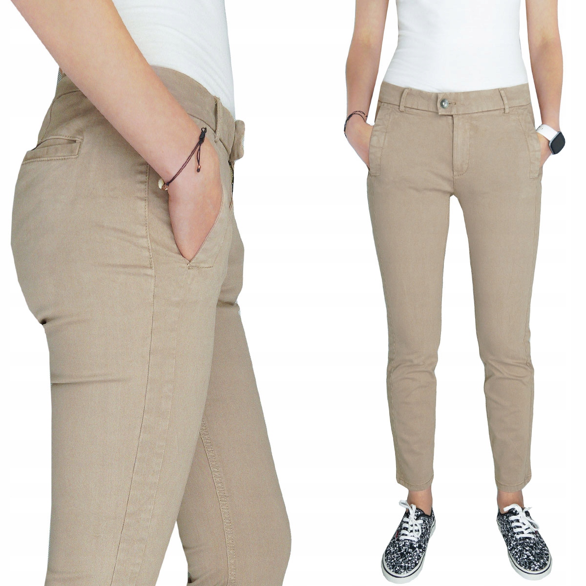 

Esprit Beżowe Spodnie Chino Tencel Short M 38