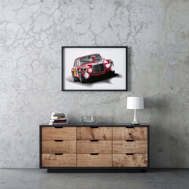 Plakat Mercedes Benz 300 SEL 6.8 AMG 29,7x42cm obraz do garażu duży wybór Tematyka motoryzacja