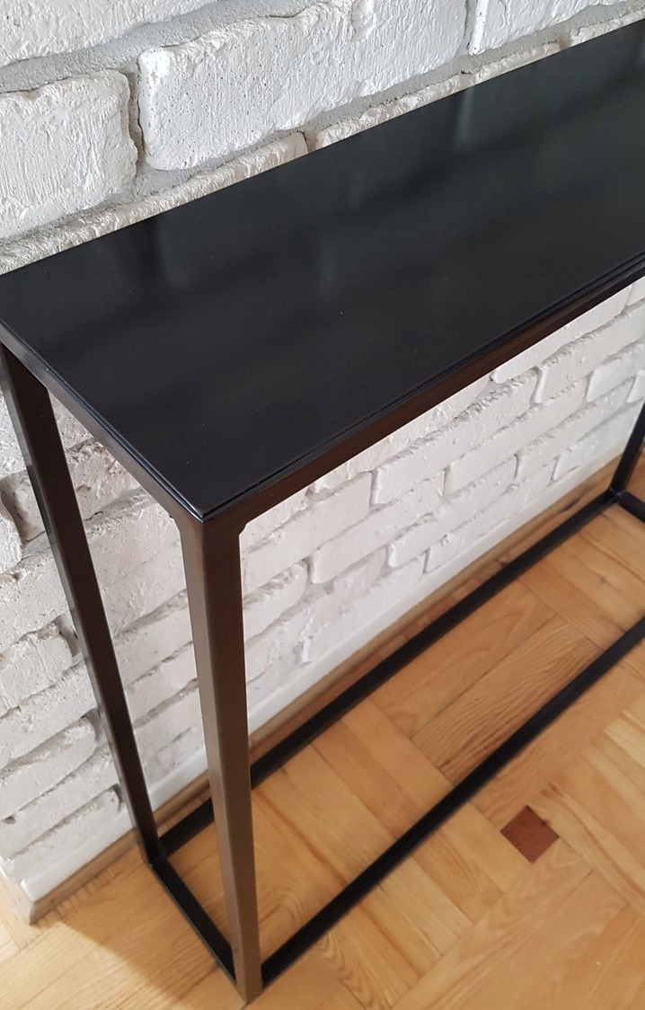 Metalowa konsola loft industrial czarna wąska 20cm Szerokość mebla 90 cm