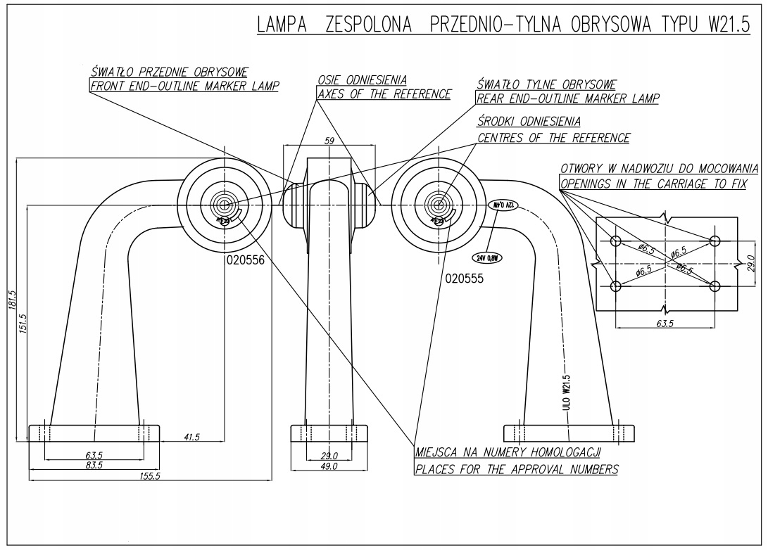 LAMPA OBRYSOWA LEWA LED DIODA WAŚ 138L Numer katalogowy części 138L