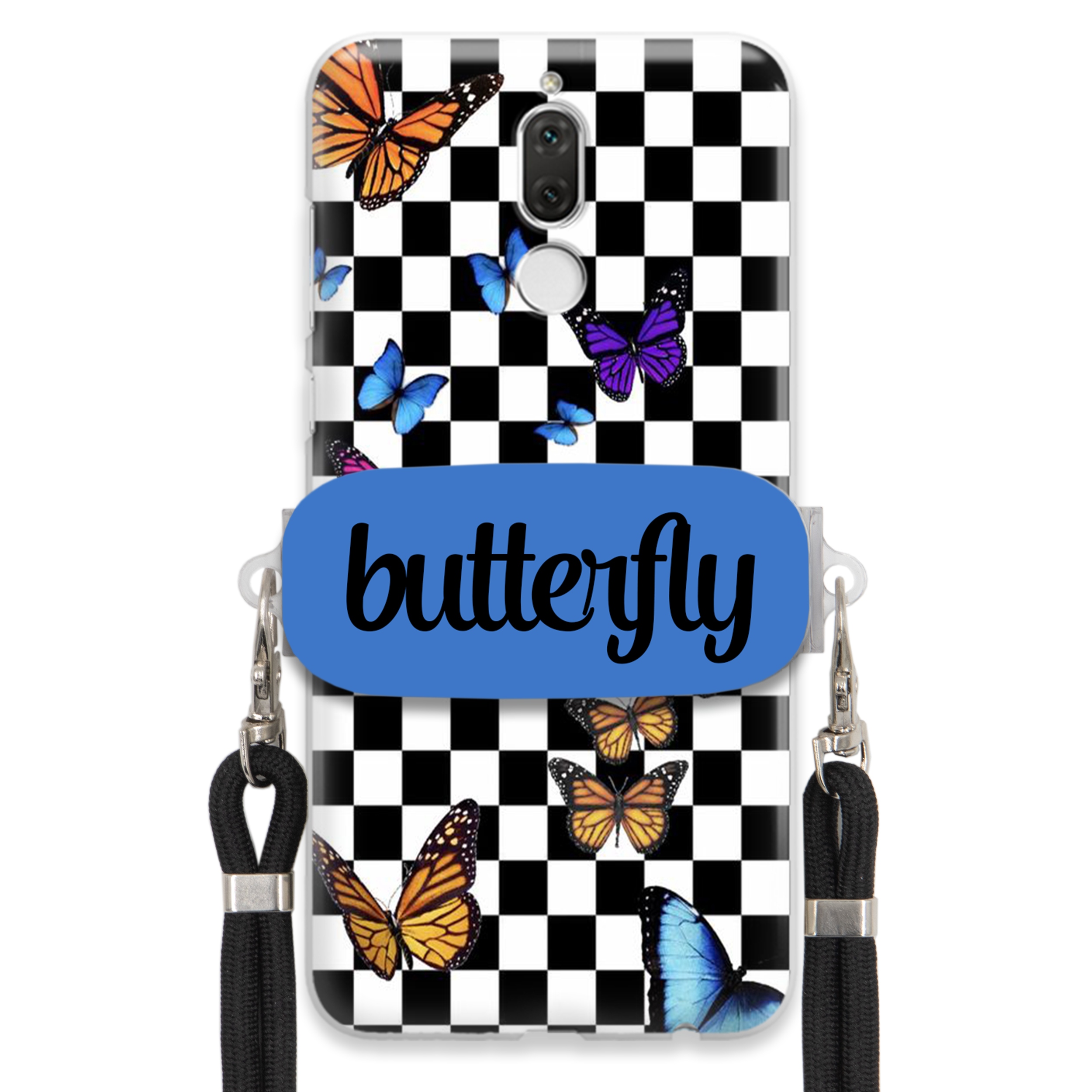 Pouzdro Pro Huawei Mate 10 Lite Case Obdélníkový Držák Vodítka Butterfly Motýli