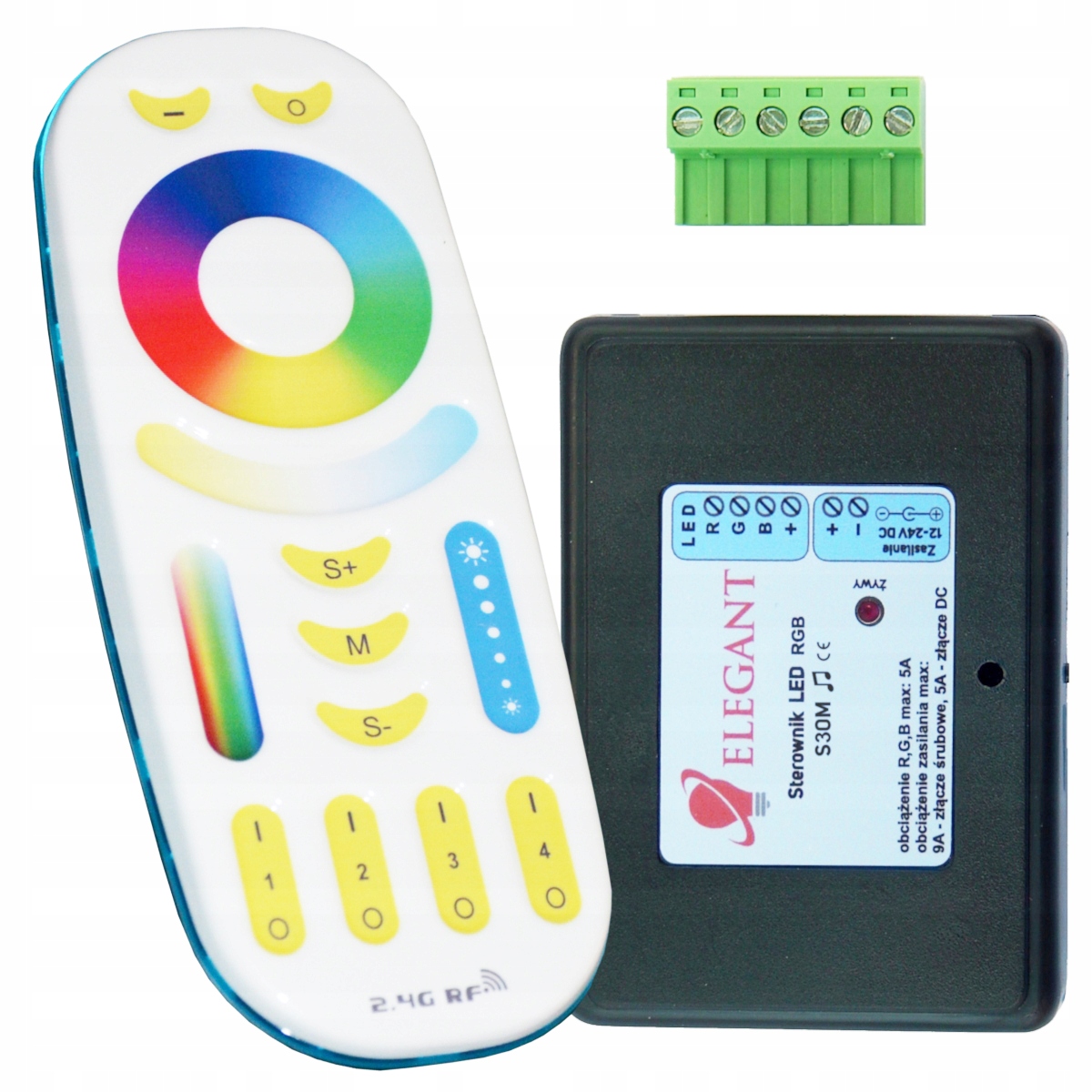 STEROWNIK S30M MUZYCZNY + PILOT FUT092 DO TAŚM LED RGB