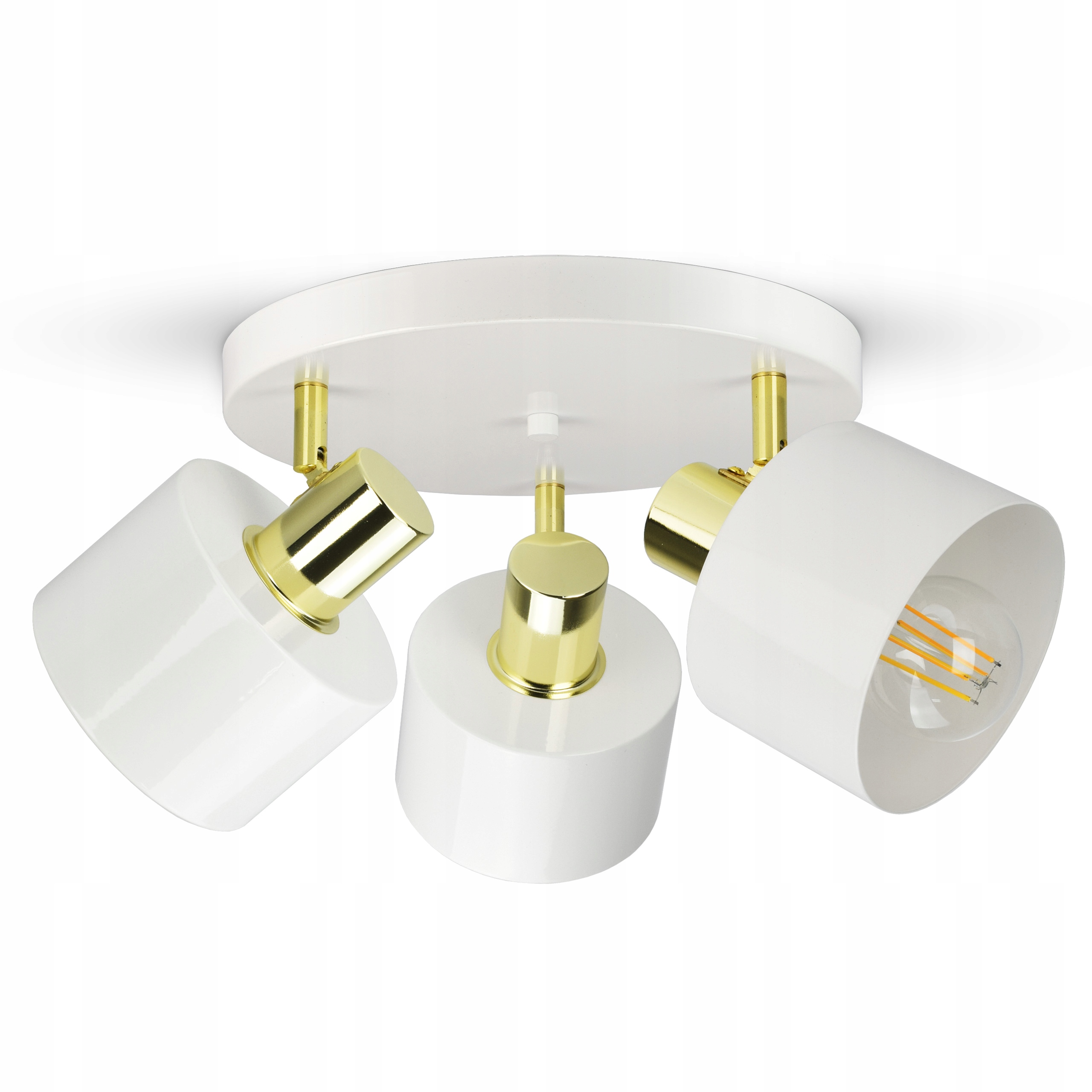 Lampa Sufitowa Żyrandol Plafon Biała Złota Classic Spot EG3 Led E27