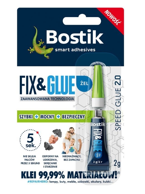 

Bostik Fix&Glue Żel Klej do Wszystkiego 2g