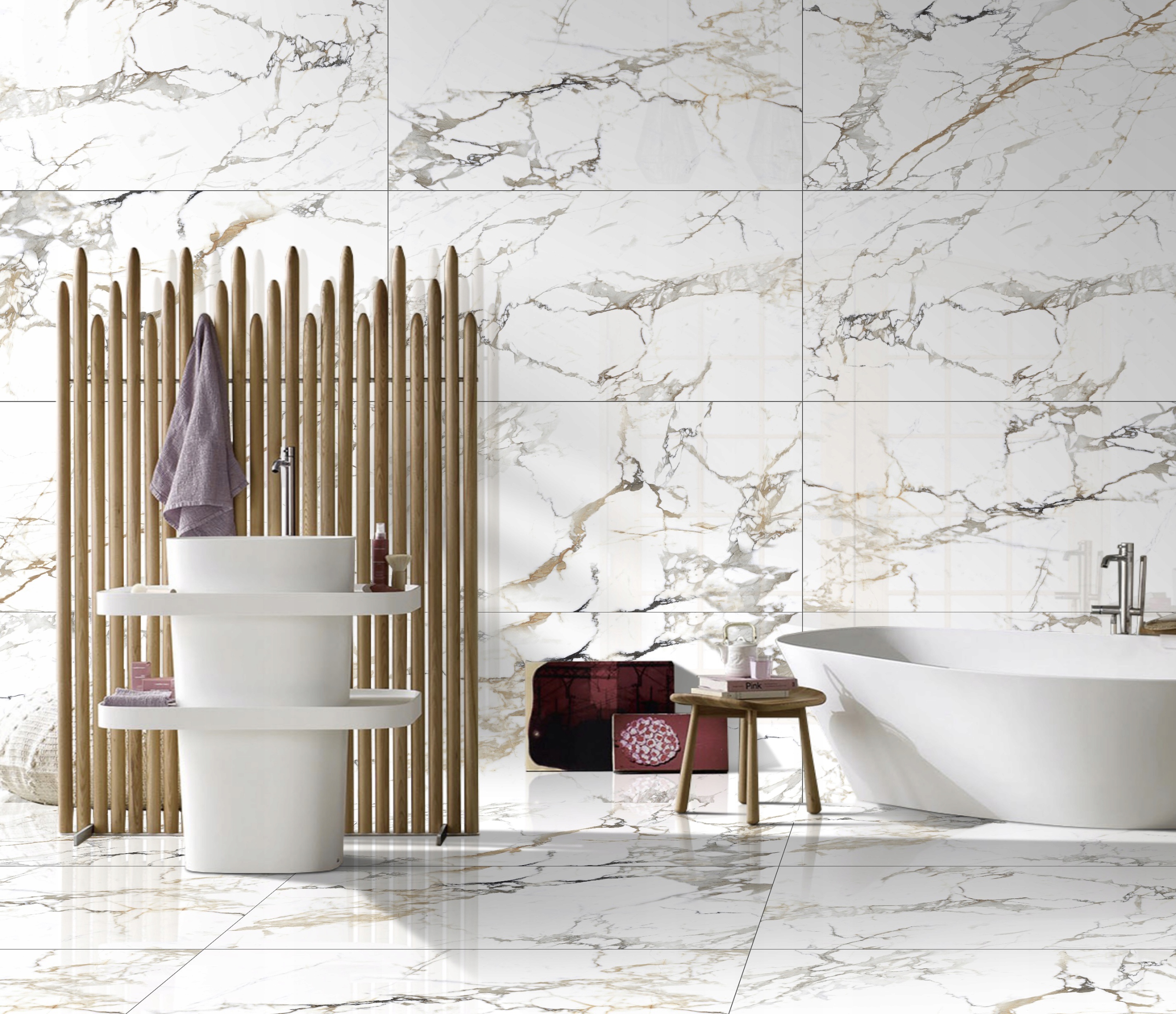 PŁYTKI ŁAZIENKOWE PODŁOGOWE GRES BIAŁY MARMUR CARRARA GOLD 60x120 POŁYSK Typ gres