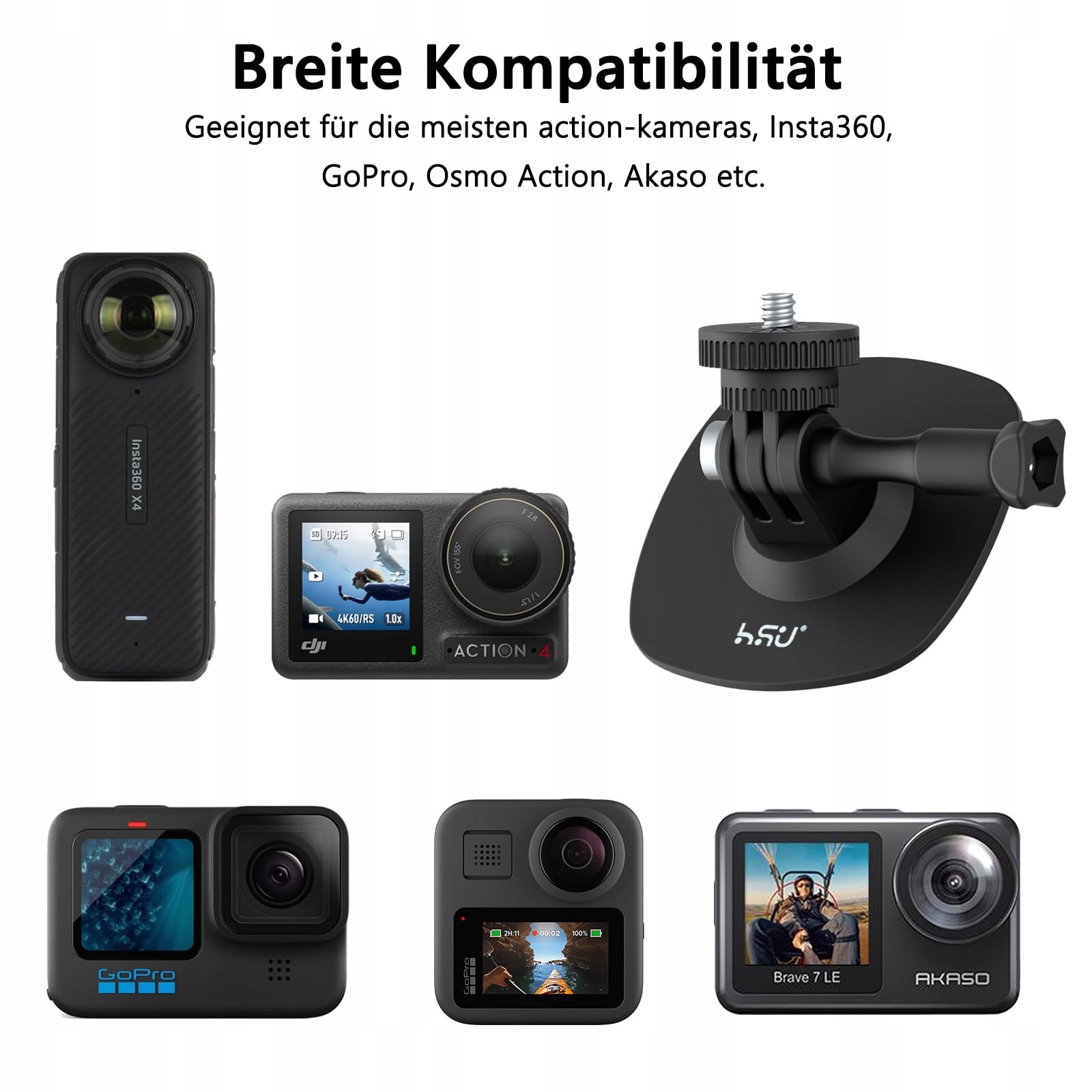 HSU Zestaw Akcesoriów Do Kamer Insta360 I GoPro Uchwyty Kaskowe 6w1 — miniatura 4