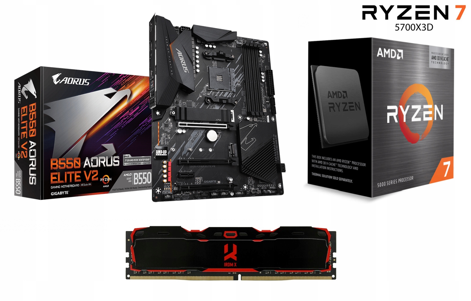 Zestaw AMD Ryzen 7 5700X3D + B550 AORUS + 32GB 3200 • Cena